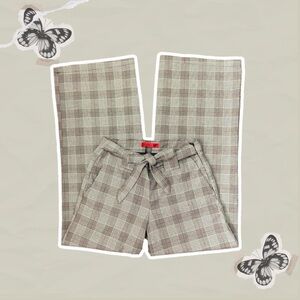 Women’s Y2K Hot Kiss Paper Bag Tie Wide Leg Plaid Houndstooth Trousers